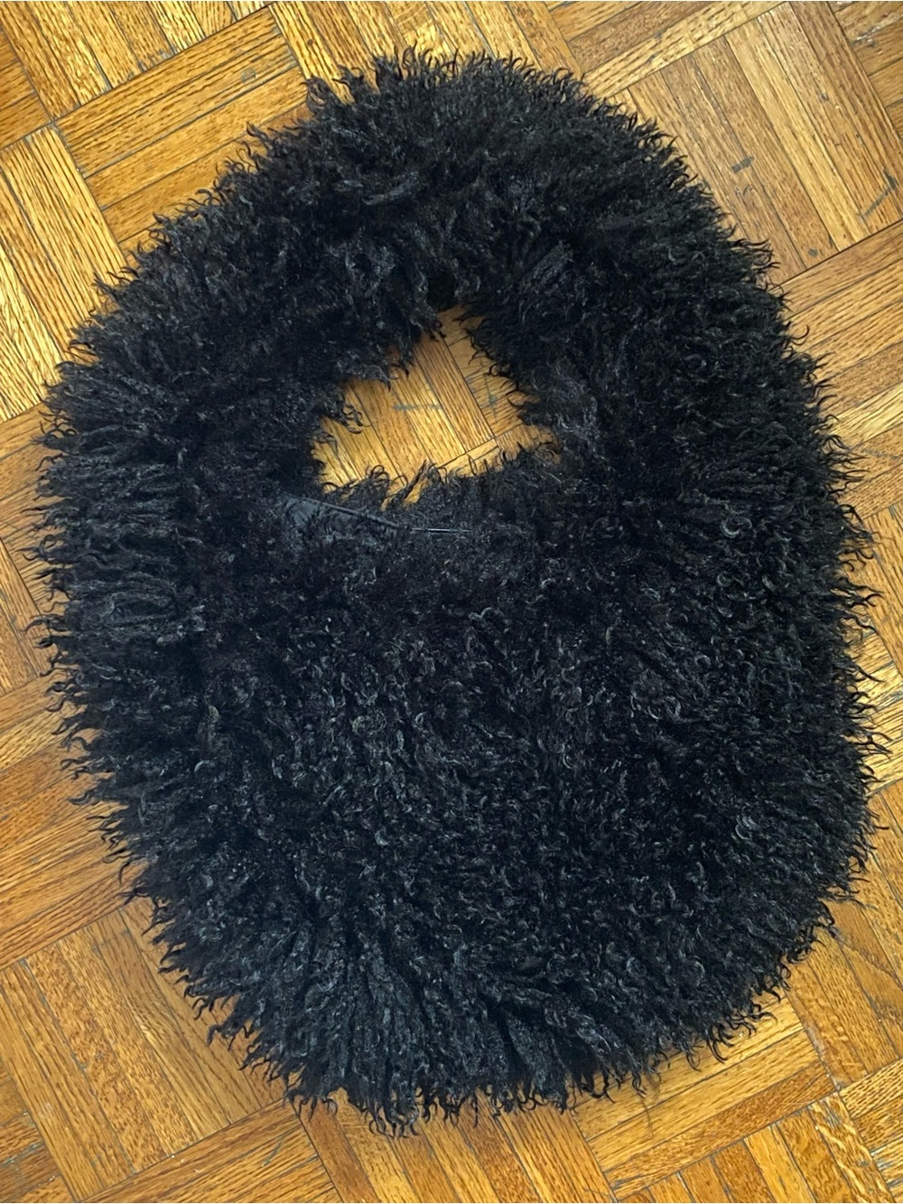 Never-Worn Steve Madden Black Faux Fur Hobo Shoulder Bag